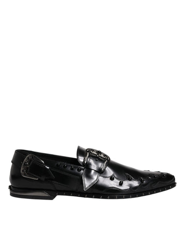Dolce & Gabbana Black Embellished Derby Monk Strap Shoes - Retail Flare