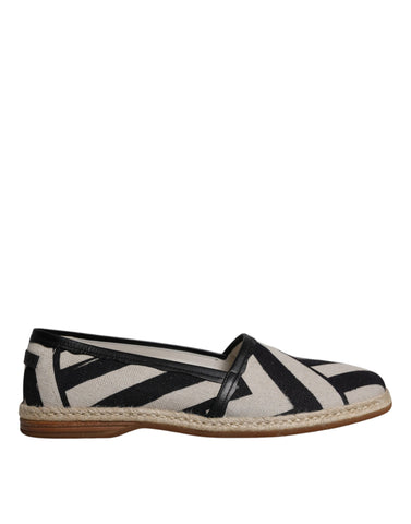 Dolce & Gabbana Black White Stripes Slip On Espadrille Shoes - Retail Flare
