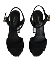 Dolce & Gabbana Black Mirror Heels Platform Sandals Shoes - Retail Flare