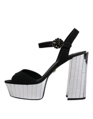 Dolce & Gabbana Black Mirror Heels Platform Sandals Shoes - Retail Flare
