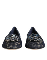 Dolce & Gabbana Blue Taormina Lace Crystals Flats Shoes - Retail Flare