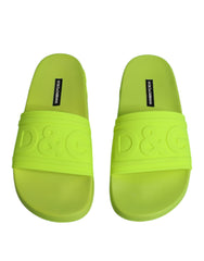 Dolce & Gabbana Green Rubber Slides Sandals Beachwear Shoes - Retail Flare