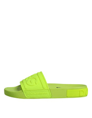 Dolce & Gabbana Green Rubber Slides Sandals Beachwear Shoes - Retail Flare