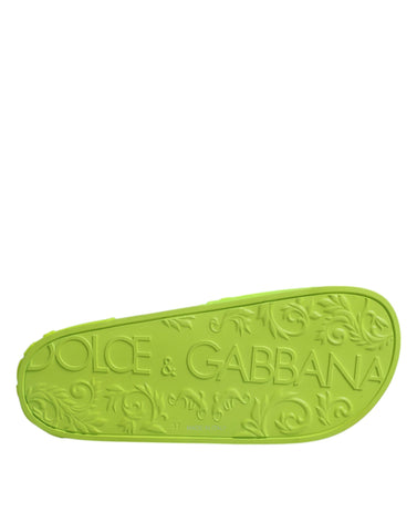 Dolce & Gabbana Green Rubber Slides Sandals Beachwear Shoes - Retail Flare