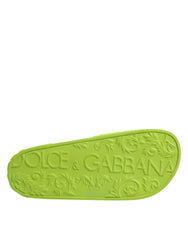 Dolce & Gabbana Green Rubber Slides Sandals Beachwear Shoes - Retail Flare