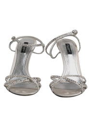 Dolce & Gabbana Silver Crystal Ankle Strap Sandals Shoes - Retail Flare