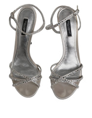 Dolce & Gabbana Silver Crystal Ankle Strap Sandals Shoes - Retail Flare