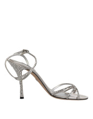 Dolce & Gabbana Silver Crystal Ankle Strap Sandals Shoes - Retail Flare