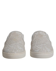 Dolce & Gabbana White Floral Lace Slip On Loafers Shoes - Retail Flare