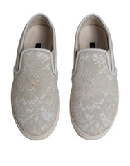 Dolce & Gabbana White Floral Lace Slip On Loafers Shoes - Retail Flare