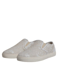 Dolce & Gabbana White Floral Lace Slip On Loafers Shoes - Retail Flare