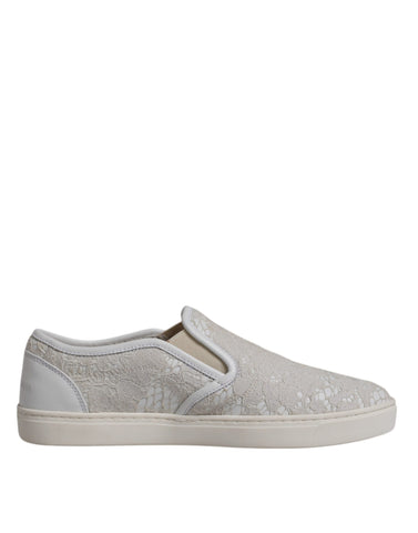 Dolce & Gabbana White Floral Lace Slip On Loafers Shoes - Retail Flare