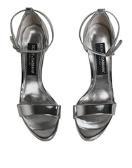 Dolce & Gabbana Silver KEIRA Heels Ankle Strap Sandals Shoes - Retail Flare