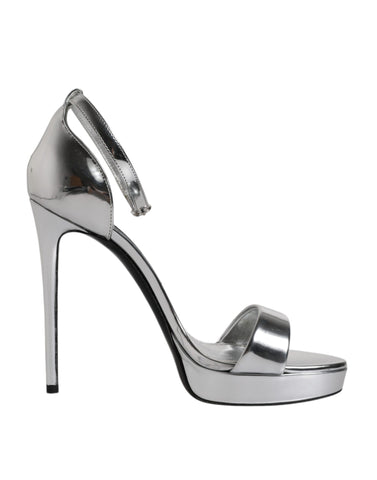 Dolce & Gabbana Silver KEIRA Heels Ankle Strap Sandals Shoes - Retail Flare