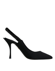 Dolce & Gabbana Black Embellished Charmeuse Slingback Shoes - Retail Flare