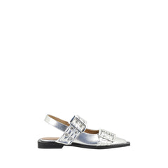 Ganni Buckle Metallic Ballerinas - Retail Flare