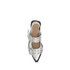Ganni Buckle Metallic Ballerinas - Retail Flare