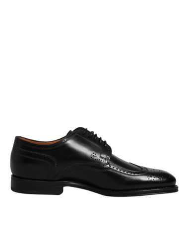 Dolce & Gabbana Black Leather Derby Wingtip Formal Shoes - Retail Flare
