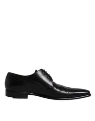 Dolce & Gabbana Black Leather Derby Men Formal Dress Shoes - Retail Flare