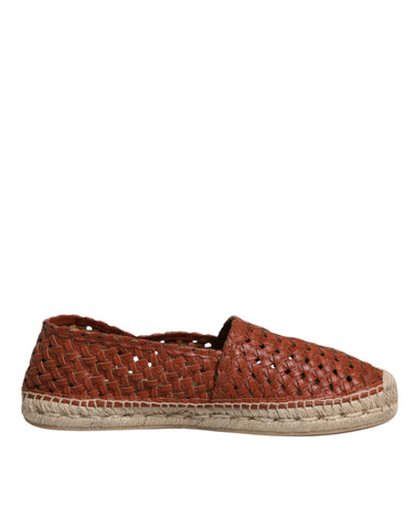 Dolce & Gabbana Maroon Woven Leather Men Espadrille Shoes - Retail Flare