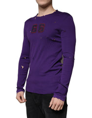 Dolce & Gabbana Purple Cotton Round Neck Pullover Men Sweater - Retail Flare