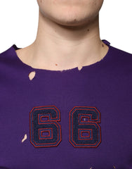 Dolce & Gabbana Purple Cotton Round Neck Pullover Men Sweater - Retail Flare