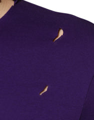 Dolce & Gabbana Purple Cotton Round Neck Pullover Men Sweater - Retail Flare