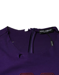 Dolce & Gabbana Purple Cotton Round Neck Pullover Men Sweater - Retail Flare