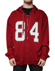 Dolce & Gabbana Red Cotton Hooded Zip Sweatshirt Sweater - Retail Flare