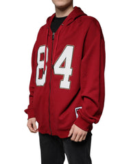 Dolce & Gabbana Red Cotton Hooded Zip Sweatshirt Sweater - Retail Flare