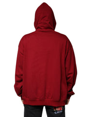 Dolce & Gabbana Red Cotton Hooded Zip Sweatshirt Sweater - Retail Flare