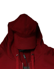 Dolce & Gabbana Red Cotton Hooded Zip Sweatshirt Sweater - Retail Flare