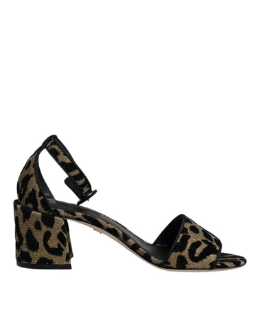 Dolce & Gabbana Gold Leopard Lurex Ankle Strap Heels Sandals Shoes - Retail Flare