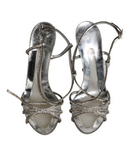 Dolce & Gabbana Silver Crystal Slingback KEIRA Sandals Shoes - Retail Flare