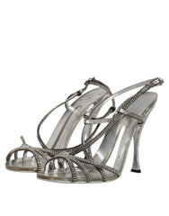 Dolce & Gabbana Silver Crystal Slingback KEIRA Sandals Shoes - Retail Flare