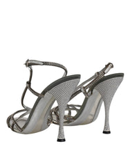 Dolce & Gabbana Silver Crystal Slingback KEIRA Sandals Shoes - Retail Flare