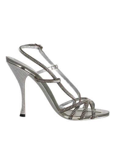 Dolce & Gabbana Silver Crystal Slingback KEIRA Sandals Shoes - Retail Flare