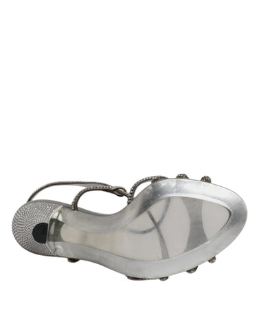 Dolce & Gabbana Silver Crystal Slingback KEIRA Sandals Shoes - Retail Flare