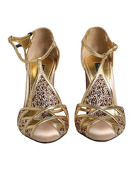 Dolce & Gabbana Beige Crystal Embellished Satin Leather Pumps Shoes - Retail Flare