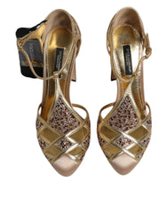 Dolce & Gabbana Beige Crystal Embellished Satin Leather Pumps Shoes - Retail Flare