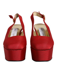 Dolce & Gabbana Red Platform Slingback Heels Sandals Shoes - Retail Flare