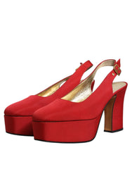 Dolce & Gabbana Red Platform Slingback Heels Sandals Shoes - Retail Flare