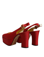 Dolce & Gabbana Red Platform Slingback Heels Sandals Shoes - Retail Flare