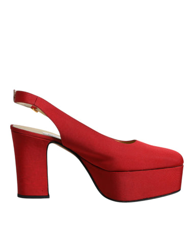 Dolce & Gabbana Red Platform Slingback Heels Sandals Shoes - Retail Flare