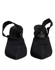 Dolce & Gabbana Black Jersey Stretch Heels Slingback Shoes - Retail Flare