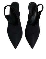 Dolce & Gabbana Black Jersey Stretch Heels Slingback Shoes - Retail Flare