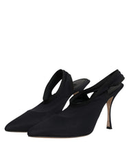 Dolce & Gabbana Black Jersey Stretch Heels Slingback Shoes - Retail Flare