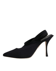 Dolce & Gabbana Black Jersey Stretch Heels Slingback Shoes - Retail Flare