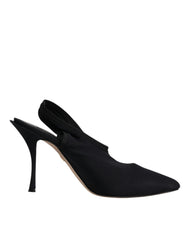Dolce & Gabbana Black Jersey Stretch Heels Slingback Shoes - Retail Flare