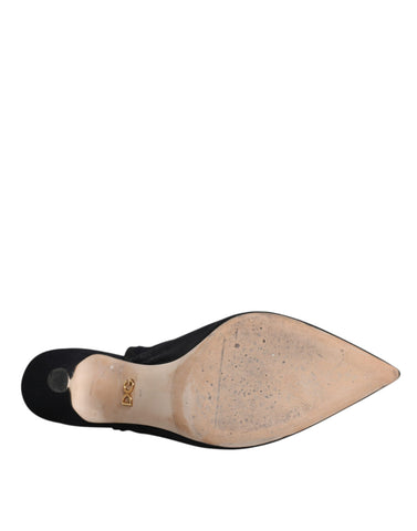 Dolce & Gabbana Black Jersey Stretch Heels Slingback Shoes - Retail Flare